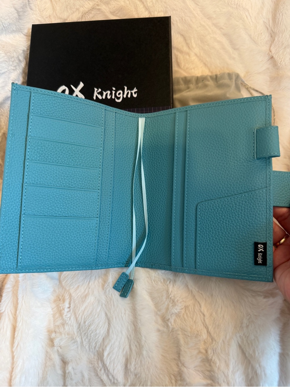 OX Knight teal pebbled leather A6 notebook cover - Picture 2 of 8